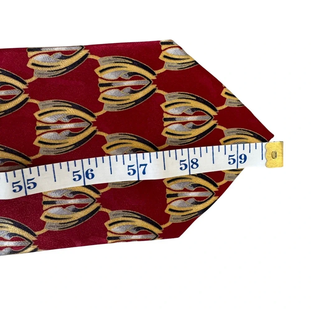 Antonio Ricci Silk Tie Red Gold Geometric Abstract Made in Italy Men Necktie Vtg